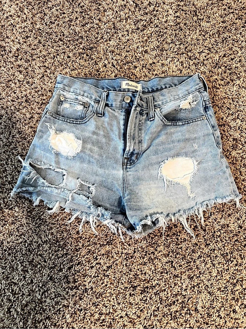Madewell The Perfect Jean Short Distressed Jean Shorts in Blue Waist 26